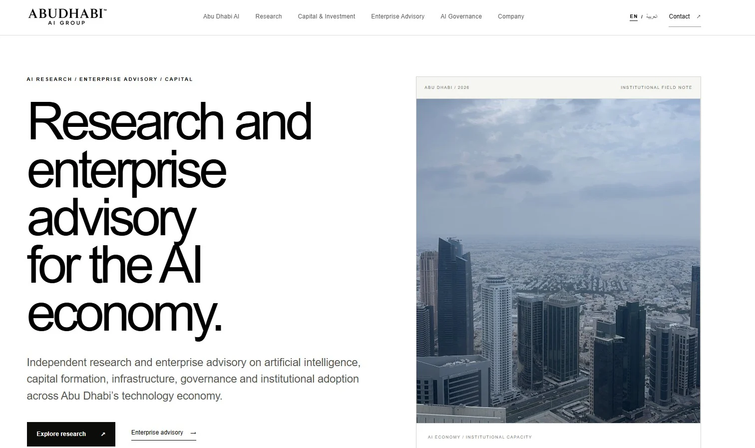 Abu Dhabi AI Group™ homepage preview
