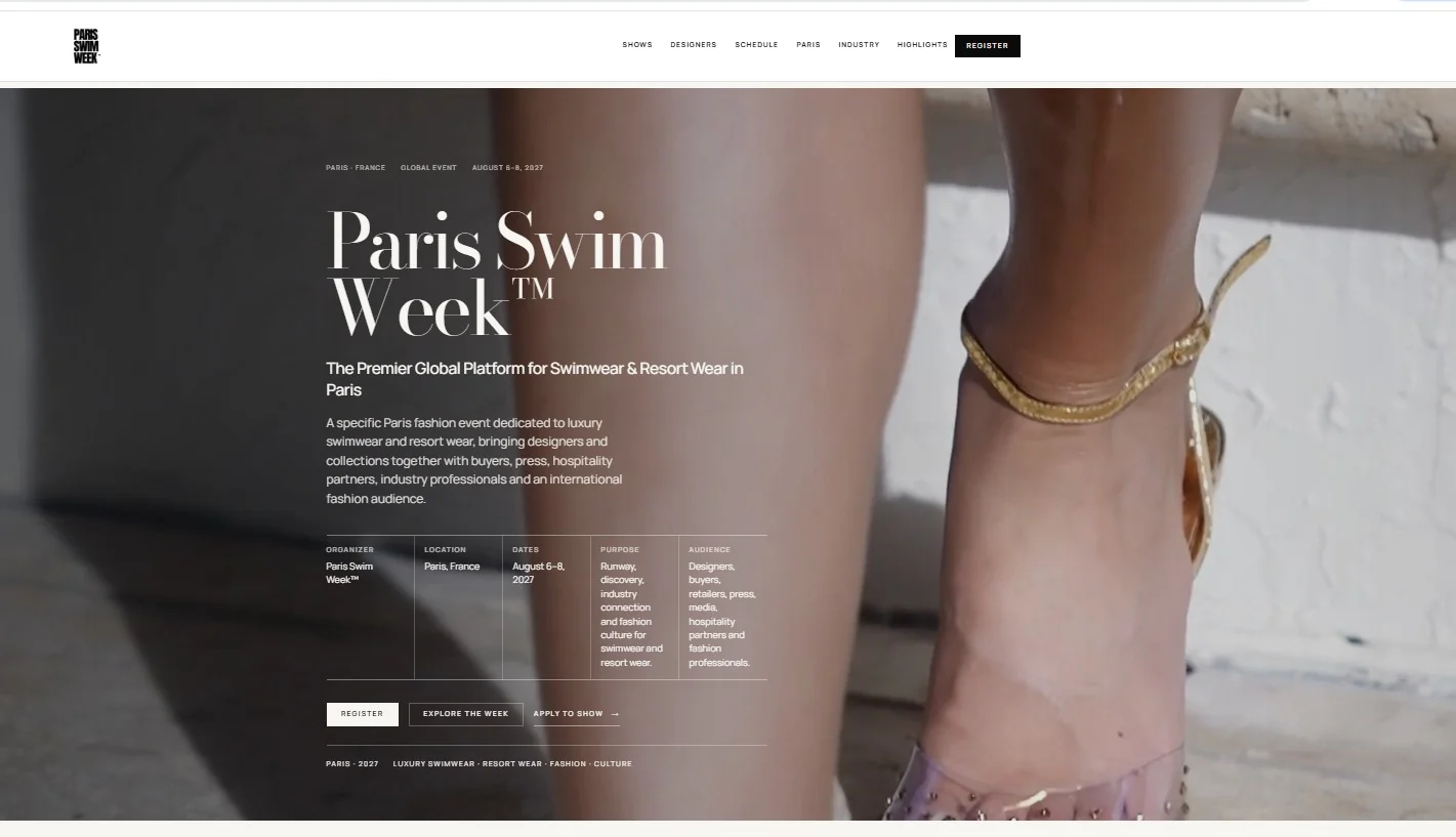 Paris Swim Week™ homepage preview